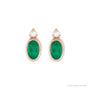 Sapphire Row Natural Gemstone Accented Bezel Earrings - Emerald, 14K Rose Gold, 5 x 3 mm (view 2)