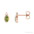 Sapphire Row Natural Gemstone Accented Bezel Earrings - Peridot, 14K Rose Gold, 5 x 3 mm