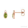 Sapphire Row Natural Gemstone Accented Bezel Earrings - Peridot, 14K Rose Gold, 5 x 3 mm