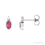 Sapphire Row Natural Gemstone Accented Bezel Earrings - Pink Tourmaline, 14K White Gold, 5 x 3 mm