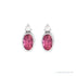 Sapphire Row Natural Gemstone Accented Bezel Earrings - Pink Tourmaline, 14K White Gold, 5 x 3 mm (view 2)