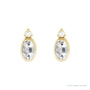 Sapphire Row Natural Gemstone Accented Bezel Earrings - White Sapphire, 14K Yellow Gold, 5 x 3 mm (view 2)