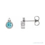 Sapphire Row Natural Gemstone Accented Bezel Earrings - Blue Zircon, Platinum, 4 mm