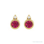 Sapphire Row Natural Gemstone Accented Bezel Earrings - Ruby, 14K Yellow Gold, 4 mm (view 2)