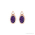 Sapphire Row Natural Gemstone Accented Bezel Earrings - Amethyst, 14K Rose Gold, 5 x 3 mm (view 2)