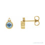 Sapphire Row Natural Gemstone Accented Bezel Earrings - Aquamarine, 14K Yellow Gold, 4 mm