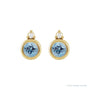 Sapphire Row Natural Gemstone Accented Bezel Earrings - Aquamarine, 14K Yellow Gold, 4 mm (view 2)