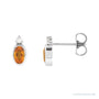 Sapphire Row Natural Gemstone Accented Bezel Earrings - Citrine, 14K White Gold, 5 x 3 mm