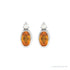 Sapphire Row Natural Gemstone Accented Bezel Earrings - Citrine, 14K White Gold, 5 x 3 mm (view 2)