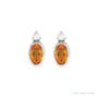 Sapphire Row Natural Gemstone Accented Bezel Earrings - Citrine, 14K White Gold, 5 x 3 mm (view 2)