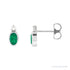 Sapphire Row Natural Gemstone Accented Bezel Earrings - Emerald, 14K White Gold, 5 x 3 mm
