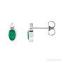 Sapphire Row Natural Gemstone Accented Bezel Earrings - Emerald, 14K White Gold, 5 x 3 mm