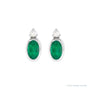 Sapphire Row Natural Gemstone Accented Bezel Earrings - Emerald, 14K White Gold, 5 x 3 mm (view 2)
