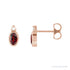 Sapphire Row Natural Gemstone Accented Bezel Earrings - Mozambique Garnet, 14K Rose Gold, 5 x 3 mm