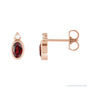 Sapphire Row Natural Gemstone Accented Bezel Earrings - Mozambique Garnet, 14K Rose Gold, 5 x 3 mm