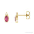 Sapphire Row Natural Gemstone Accented Bezel Earrings - Pink Tourmaline, 14K Yellow Gold, 5 x 3 mm