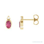 Sapphire Row Natural Gemstone Accented Bezel Earrings - Pink Tourmaline, 14K Yellow Gold, 5 x 3 mm