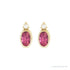Sapphire Row Natural Gemstone Accented Bezel Earrings - Pink Tourmaline, 14K Yellow Gold, 5 x 3 mm (view 2)