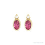 Sapphire Row Natural Gemstone Accented Bezel Earrings - Pink Tourmaline, 14K Yellow Gold, 5 x 3 mm (view 2)