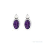 Sapphire Row Natural Gemstone Accented Bezel Earrings - Amethyst, 14K White Gold, 5 x 3 mm (view 2)