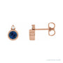 Sapphire Row Natural Gemstone Accented Bezel Earrings - Blue Sapphire, 14K Rose Gold, 4 mm