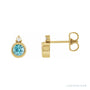 Sapphire Row Natural Gemstone Accented Bezel Earrings - Blue Zircon, 14K Yellow Gold, 4 mm