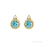 Sapphire Row Natural Gemstone Accented Bezel Earrings - Blue Zircon, 14K Yellow Gold, 4 mm (view 2)