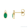 Sapphire Row Natural Gemstone Accented Bezel Earrings - Emerald, 14K Yellow Gold, 5 x 3 mm
