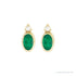 Sapphire Row Natural Gemstone Accented Bezel Earrings - Emerald, 14K Yellow Gold, 5 x 3 mm (view 2)