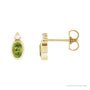 Sapphire Row Natural Gemstone Accented Bezel Earrings - Peridot, 14K Yellow Gold, 5 x 3 mm