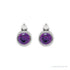 Sapphire Row Natural Gemstone Accented Bezel Earrings - Amethyst, 14K White Gold, 4 mm (view 2)