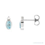 Sapphire Row Natural Gemstone Accented Bezel Earrings - Aquamarine, Platinum, 5 x 3 mm