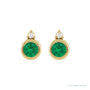 Sapphire Row Natural Gemstone Accented Bezel Earrings - Emerald, 14K Yellow Gold, 4 mm (view 2)