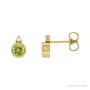 Sapphire Row Natural Gemstone Accented Bezel Earrings - Peridot, 14K Yellow Gold, 4 mm
