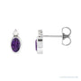 Sapphire Row Natural Gemstone Accented Bezel Earrings - Amethyst, Platinum, 5 x 3 mm