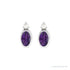 Sapphire Row Natural Gemstone Accented Bezel Earrings - Amethyst, Platinum, 5 x 3 mm (view 2)