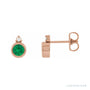 Sapphire Row Natural Gemstone Accented Bezel Earrings - Emerald, 14K Rose Gold, 4 mm