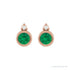Sapphire Row Natural Gemstone Accented Bezel Earrings - Emerald, 14K Rose Gold, 4 mm (view 2)
