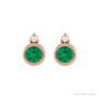 Sapphire Row Natural Gemstone Accented Bezel Earrings - Emerald, 14K Rose Gold, 4 mm (view 2)