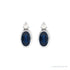 Sapphire Row Natural Gemstone Accented Bezel Earrings - Blue Sapphire, 14K White Gold, 5 x 3 mm (view 2)