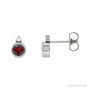 Sapphire Row Natural Gemstone Accented Bezel Earrings - Mozambique Garnet, 14K White Gold, 4 mm