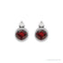 Sapphire Row Natural Gemstone Accented Bezel Earrings - Mozambique Garnet, 14K White Gold, 4 mm (view 2)
