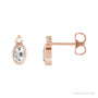 Sapphire Row Natural Gemstone Accented Bezel Earrings - White Sapphire, 14K Rose Gold, 5 x 3 mm
