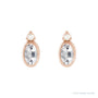 Sapphire Row Natural Gemstone Accented Bezel Earrings - White Sapphire, 14K Rose Gold, 5 x 3 mm (view 2)