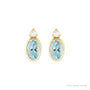 Sapphire Row Natural Gemstone Accented Bezel Earrings - Aquamarine, 14K Yellow Gold, 5 x 3 mm (view 2)