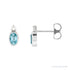 Sapphire Row Natural Gemstone Accented Bezel Earrings - Blue Zircon, 14K White Gold, 5 x 3 mm