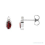 Sapphire Row Natural Gemstone Accented Bezel Earrings - Mozambique Garnet, Platinum, 5 x 3 mm
