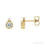Sapphire Row Natural Gemstone Accented Bezel Earrings - White Sapphire, 14K Yellow Gold, 4 mm