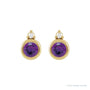 Sapphire Row Natural Gemstone Accented Bezel Earrings - Amethyst, 14K Yellow Gold, 4 mm (view 2)