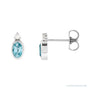 Sapphire Row Natural Gemstone Accented Bezel Earrings - Blue Zircon, Platinum, 5 x 3 mm